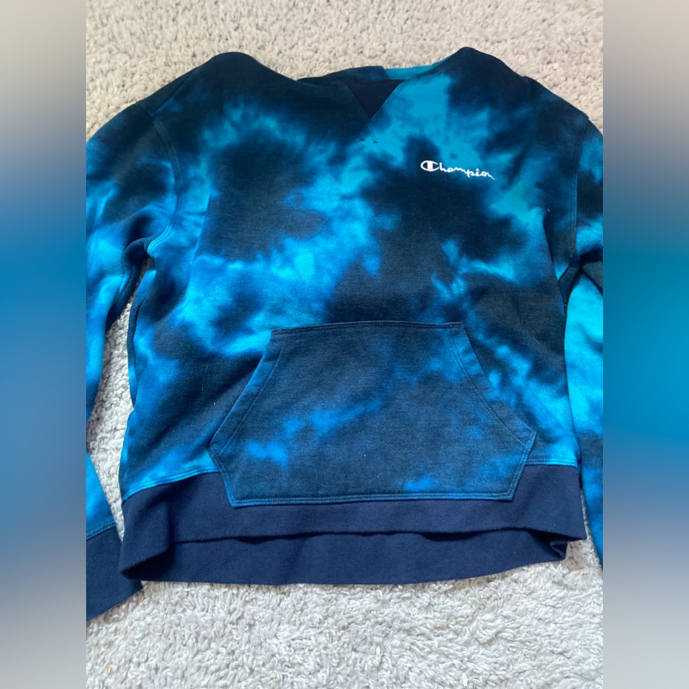 champion blue tie dye hoodie